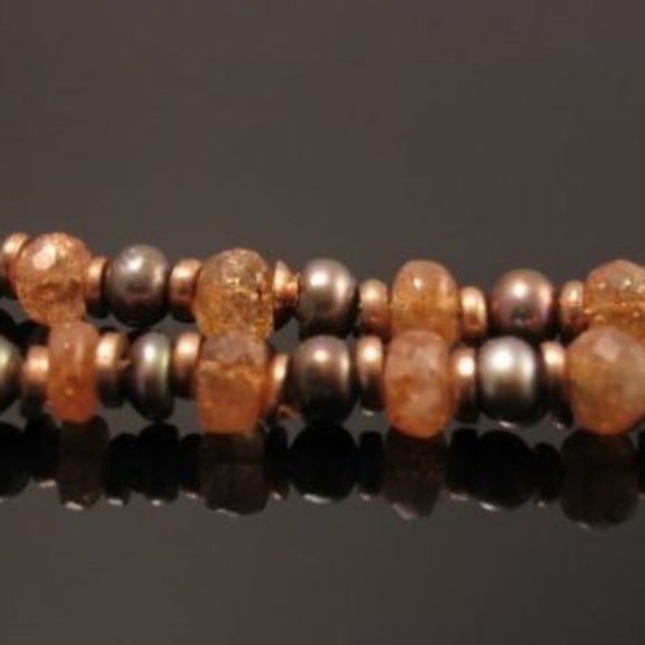 ❤❤Earth Tone Necklace with Sunstone, Pearl Peridot - Picture 3 of 4